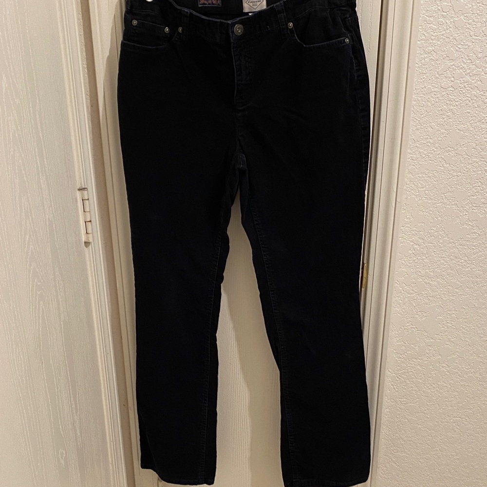 St. John's Bay Women's Black Straight Leg Corduroy Pants Size 10